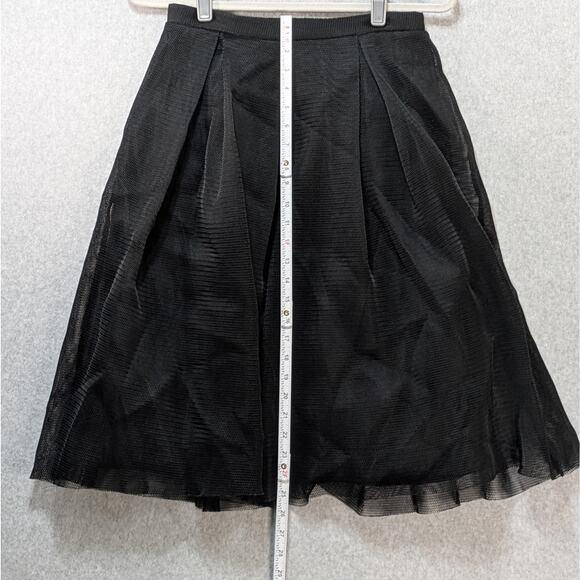 Maitai Black Pleated Midi Skirt Women’s Size M Mesh Overlay A-Line Whimsigoth - Picture 12 of 14